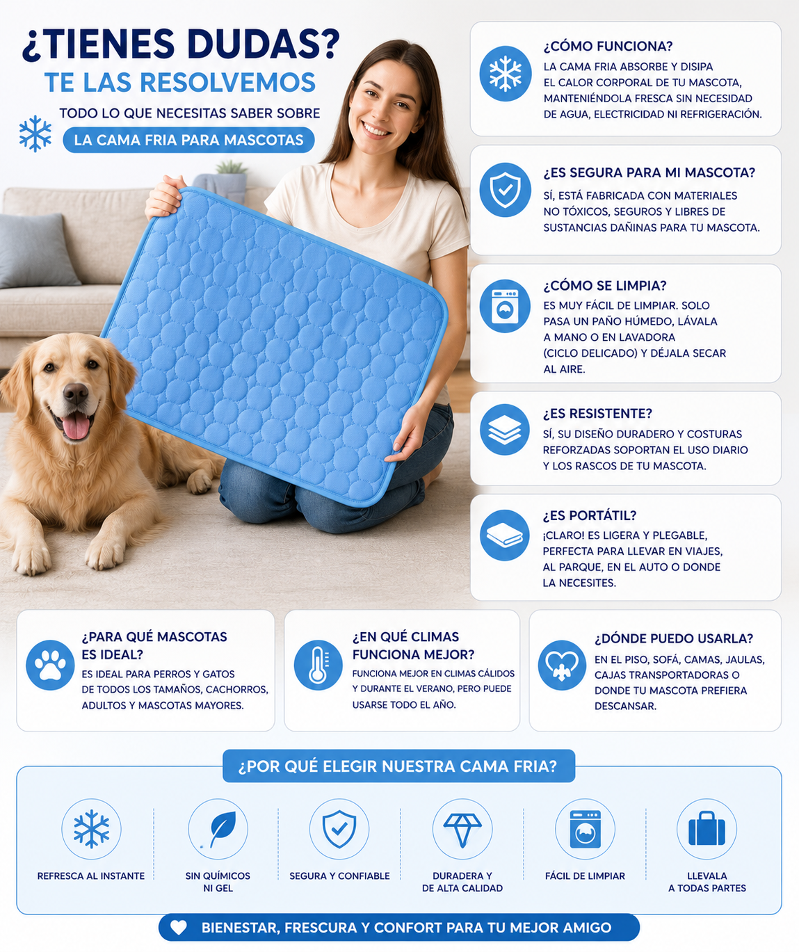 Tapete Refrescante para mascotas | Cama Fria de Verano 62x50 cm